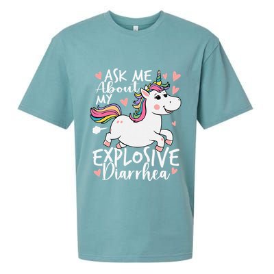 Ask Me About My Explosive Diarrhea Poop Meme Funny Unicorn Sueded Cloud Jersey T-Shirt