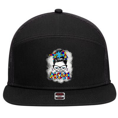 Autism Mom 7 Panel Mesh Trucker Snapback Hat