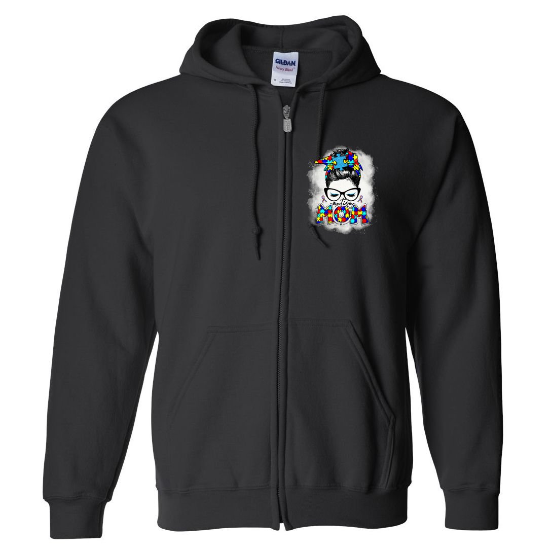 Autism Mom Full Zip Hoodie