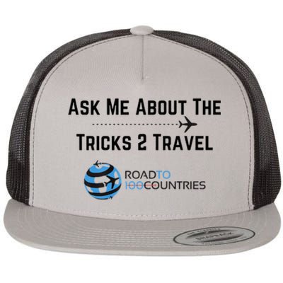 Ask Me About Tricks2travel Road To 100 Countries Flat Bill Trucker Hat