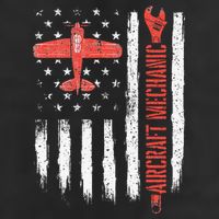 Aircraft Mechanic American Flag Plane Aviation Technician 7 Panel Mesh Trucker Snapback Hat