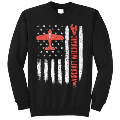 Aircraft Mechanic American Flag Plane Aviation Technician Sweatshirt