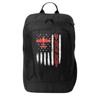 Aircraft Mechanic American Flag Plane Aviation Technician City Backpack