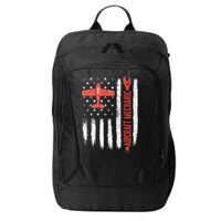 Aircraft Mechanic American Flag Plane Aviation Technician City Backpack