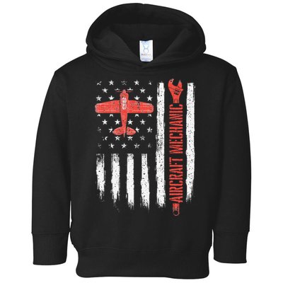 Aircraft Mechanic American Flag Plane Aviation Technician Toddler Hoodie