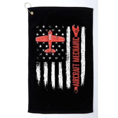 Aircraft Mechanic American Flag Plane Aviation Technician Golf Towel