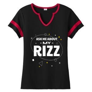 Ask Me About My Rizz I Got That W Rizz Funny Ironic Meme Ladies Halftime Notch Neck Tee