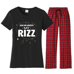 Ask Me About My Rizz I Got That W Rizz Funny Ironic Meme Women's Flannel Pajama Set