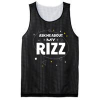 Ask Me About My Rizz I Got That W Rizz Funny Ironic Meme Mesh Reversible Basketball Jersey Tank