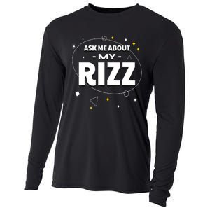 Ask Me About My Rizz I Got That W Rizz Funny Ironic Meme Cooling Performance Long Sleeve Crew