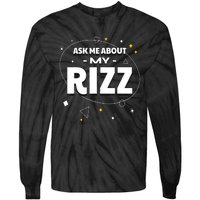 Ask Me About My Rizz I Got That W Rizz Funny Ironic Meme Tie-Dye Long Sleeve Shirt