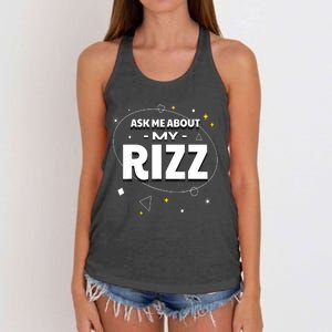 Ask Me About My Rizz I Got That W Rizz Funny Ironic Meme Women's Knotted Racerback Tank