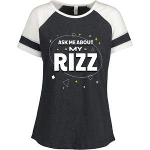 Ask Me About My Rizz I Got That W Rizz Funny Ironic Meme Enza Ladies Jersey Colorblock Tee