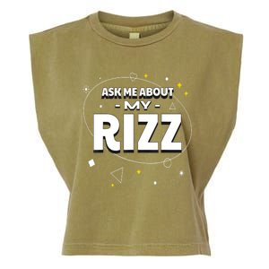 Ask Me About My Rizz I Got That W Rizz Funny Ironic Meme Garment-Dyed Women's Muscle Tee