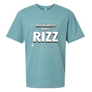 Ask Me About My Rizz I Got That W Rizz Funny Ironic Meme Sueded Cloud Jersey T-Shirt