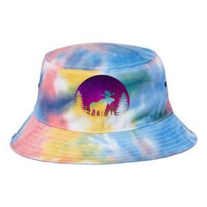 Alaska Moose Aurora Borealis - Alaskan Landscape Photo Tie Dye Newport Bucket Hat