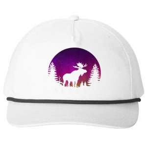 Alaska Moose Aurora Borealis - Alaskan Landscape Photo Snapback Five-Panel Rope Hat