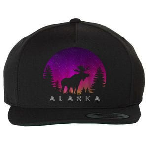 Alaska Moose Aurora Borealis - Alaskan Landscape Photo Wool Snapback Cap