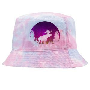 Alaska Moose Aurora Borealis - Alaskan Landscape Photo Tie-Dyed Bucket Hat