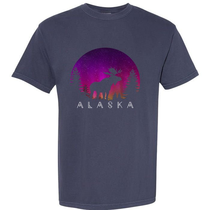 Alaska Moose Aurora Borealis - Alaskan Landscape Photo Garment-Dyed Heavyweight T-Shirt