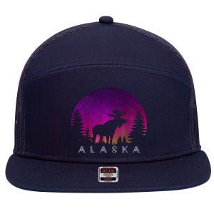 Alaska Moose Aurora Borealis - Alaskan Landscape Photo 7 Panel Mesh Trucker Snapback Hat