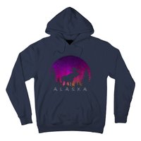 Alaska Moose Aurora Borealis - Alaskan Landscape Photo Hoodie