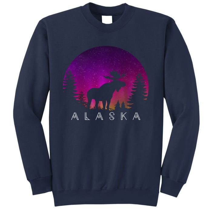 Alaska Moose Aurora Borealis - Alaskan Landscape Photo Sweatshirt