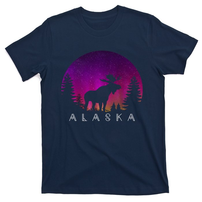 Alaska Moose Aurora Borealis - Alaskan Landscape Photo T-Shirt