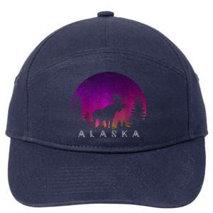 Alaska Moose Aurora Borealis - Alaskan Landscape Photo 7-Panel Snapback Hat