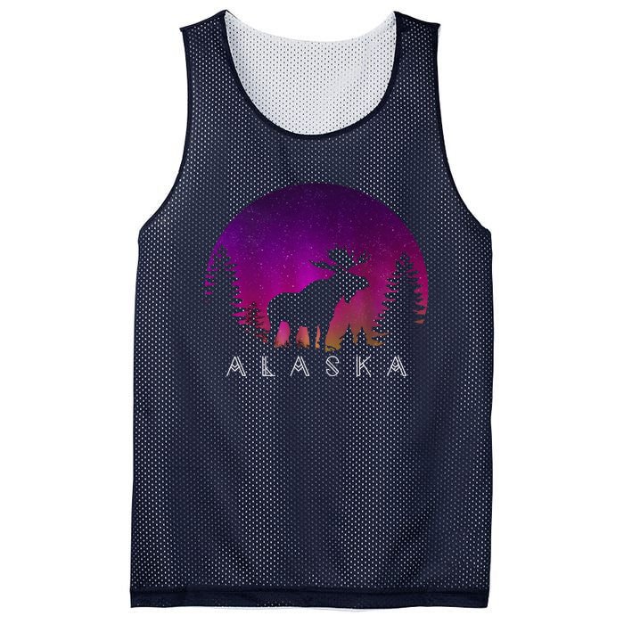 Alaska Moose Aurora Borealis - Alaskan Landscape Photo Mesh Reversible Basketball Jersey Tank