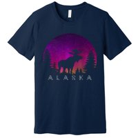 Alaska Moose Aurora Borealis - Alaskan Landscape Photo Premium T-Shirt