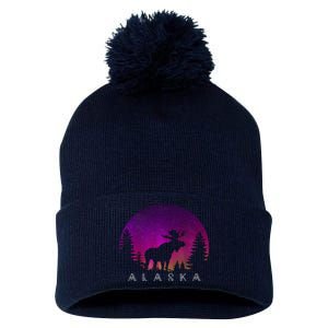 Alaska Moose Aurora Borealis - Alaskan Landscape Photo Pom Pom 12in Knit Beanie