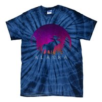 Alaska Moose Aurora Borealis - Alaskan Landscape Photo Tie-Dye T-Shirt