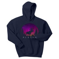 Alaska Moose Aurora Borealis - Alaskan Landscape Photo Kids Hoodie