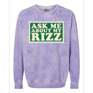 Ask Me About My Rizz, Rizz Funny Ironic Meme Colorblast Crewneck Sweatshirt