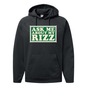 Ask Me About My Rizz, Rizz Funny Ironic Meme Performance Fleece Hoodie