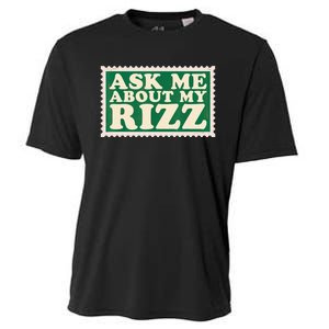 Ask Me About My Rizz, Rizz Funny Ironic Meme Cooling Performance Crew T-Shirt