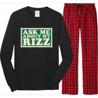 Ask Me About My Rizz, Rizz Funny Ironic Meme Long Sleeve Pajama Set