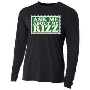 Ask Me About My Rizz, Rizz Funny Ironic Meme Cooling Performance Long Sleeve Crew