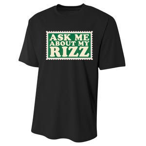 Ask Me About My Rizz, Rizz Funny Ironic Meme Performance Sprint T-Shirt