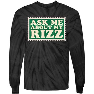 Ask Me About My Rizz, Rizz Funny Ironic Meme Tie-Dye Long Sleeve Shirt