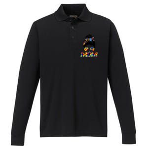 Autism Mom Performance Long Sleeve Polo