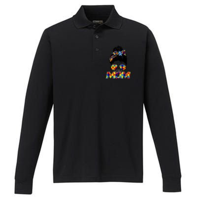 Autism Mom Performance Long Sleeve Polo