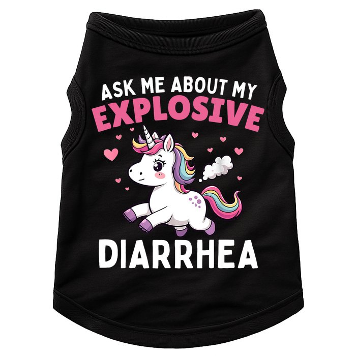 Ask Me About My Explosive Diarrhea Funny Poop Meme Unicorn  Doggie Tank