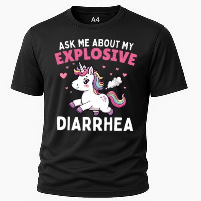 Ask Me About My Explosive Diarrhea Funny Poop Meme Unicorn  Performance Shirt