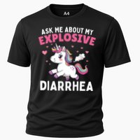 Ask Me About My Explosive Diarrhea Funny Poop Meme Unicorn  Performance Shirt