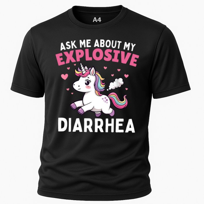 Ask Me About My Explosive Diarrhea Funny Poop Meme Unicorn  Performance Shirt