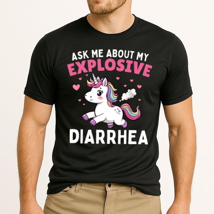 Ask Me About My Explosive Diarrhea Funny Poop Meme Unicorn  Performance Shirt