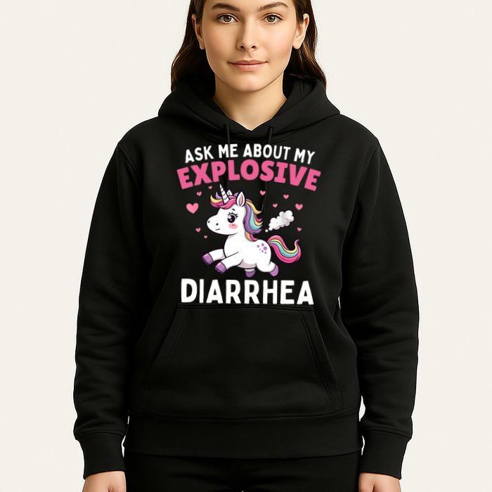 Ask Me About My Explosive Diarrhea Funny Poop Meme Unicorn  Hoodie