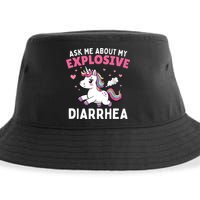 Ask Me About My Explosive Diarrhea Funny Poop Meme Unicorn  Sustainable Bucket Hat